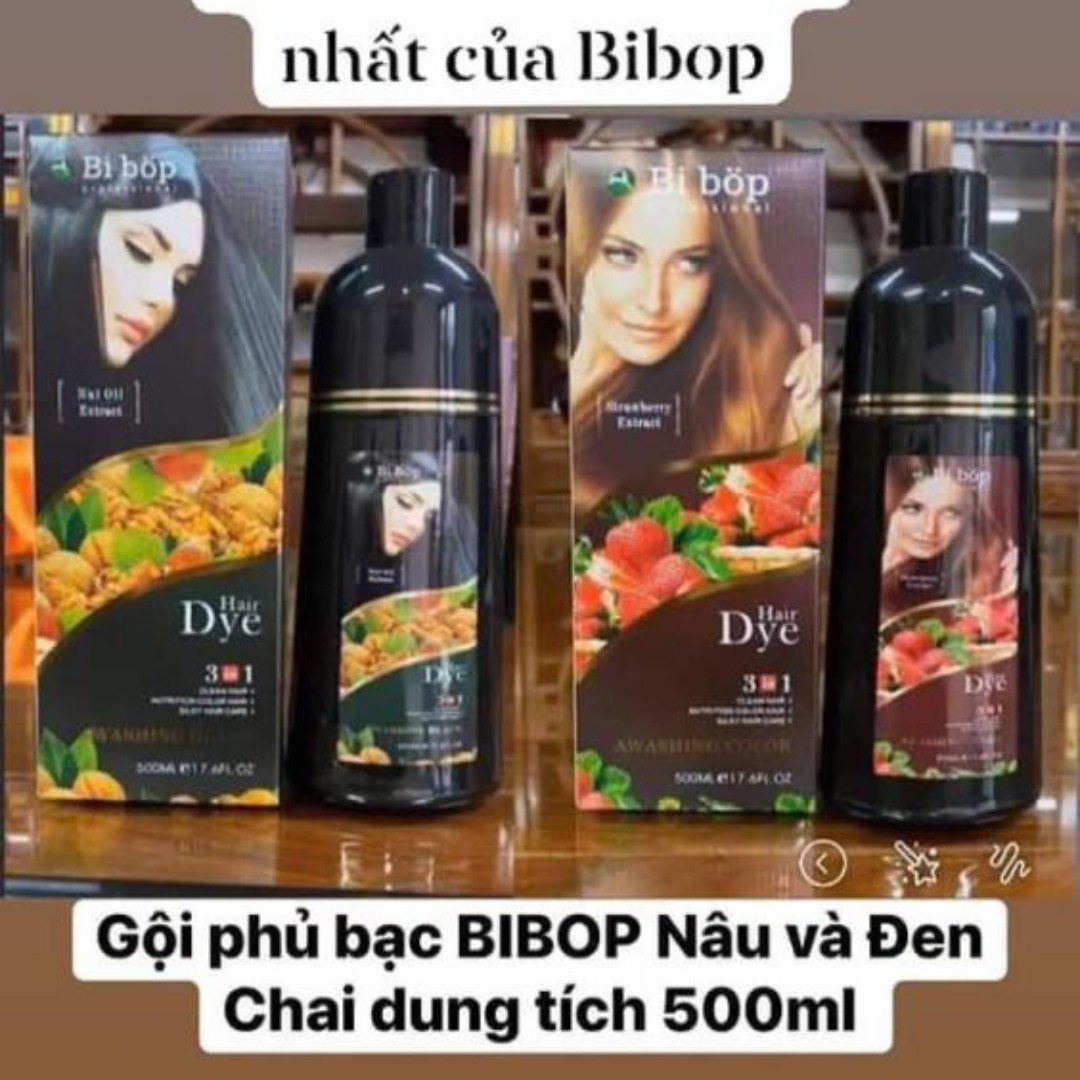 Dầu Gội Thảo Dược Phủ Bạc Bi Bop Nhật Bản 500ml Đen - Nâu , Tóc Chắc Khỏe , Mềm Mượt BIBOP