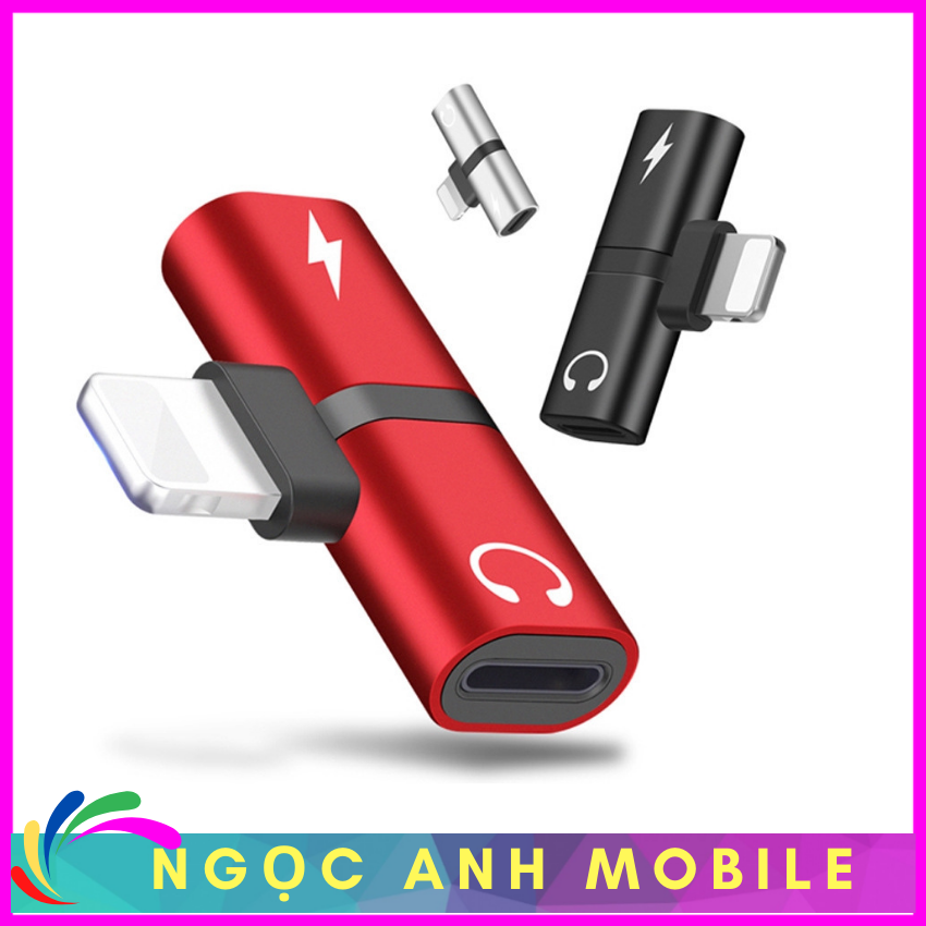 Jack chia 2 cổng cáp sạc và tai nghe cho iphone chân lightning