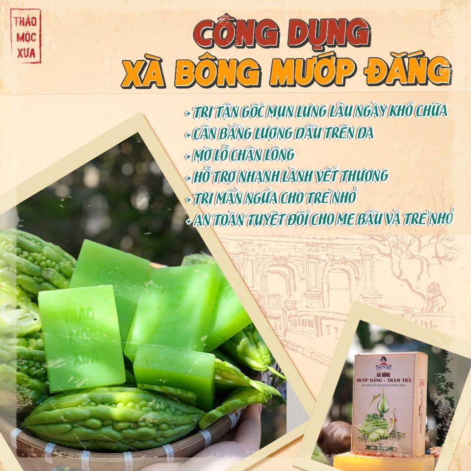 [CHÍNH HÃNG] Xà Bông Mướp đắng - Tràm trà - Thảo Mộc Xưa