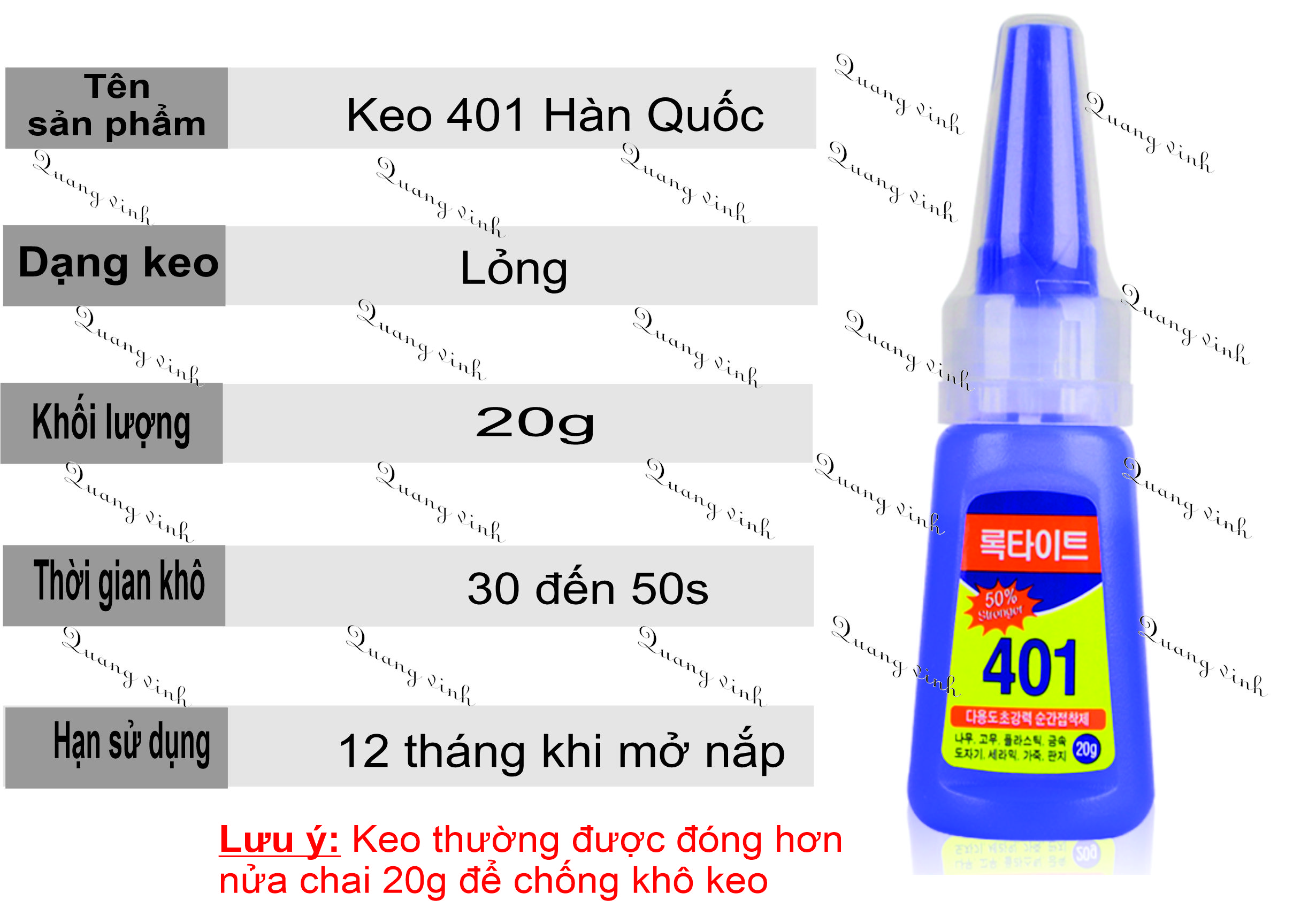 Keo dán móng đính đá 401 (1 chai)
