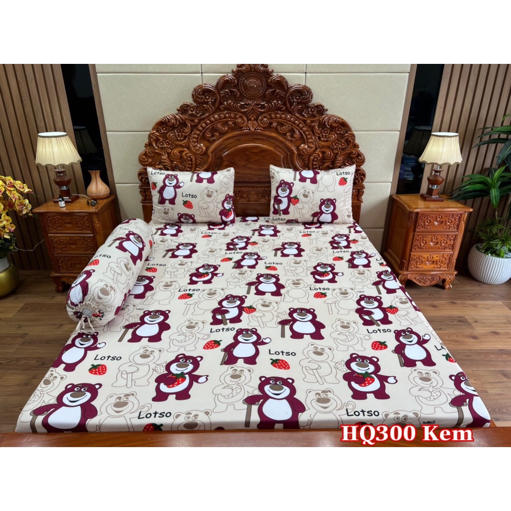 Drap thun lạnh hàn quốc mẫu gấu lotso (gấu chống gậy) đủ màu