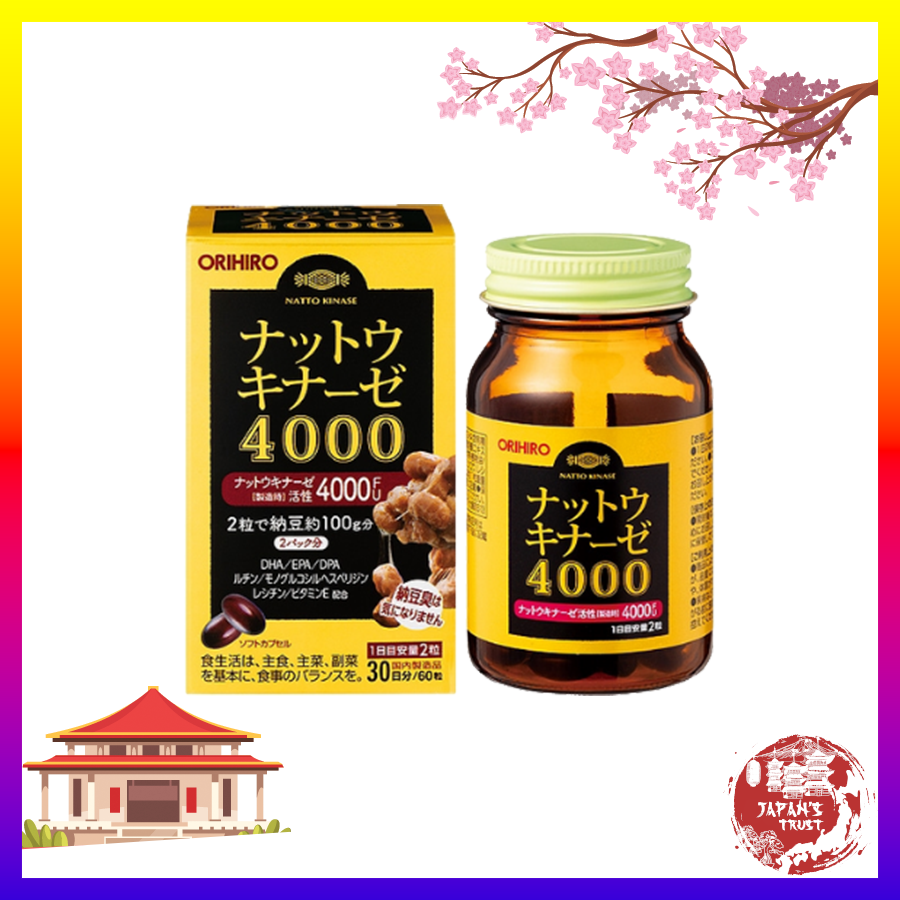 Viên uống hỗ trợ phòng chống đột quỵ Nattokinase 4000 FU Orihiro 60 viên