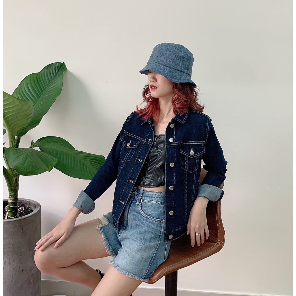 Áo khoác Jeans nữ form lững – 8063 – Cotonfio