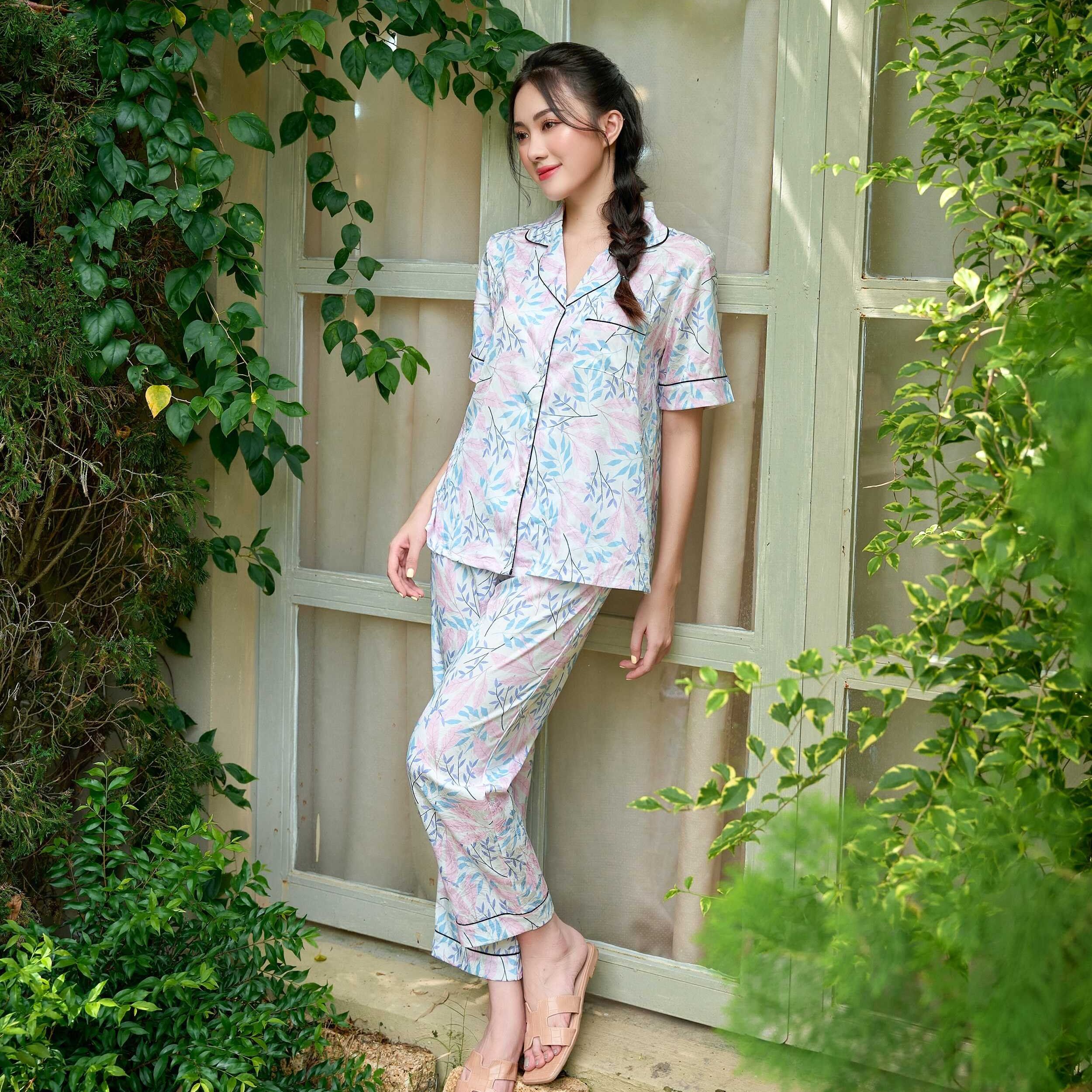 VIBES Bộ Pijama dài lụa gấm cao cấp Wendy Long Py Set