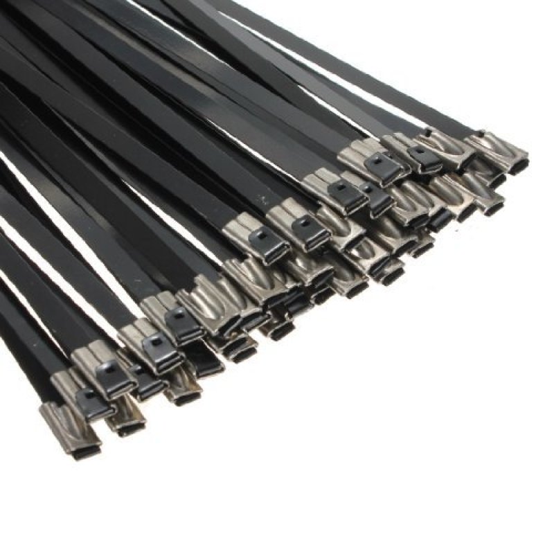 45Pcs Stainless Steel PVC Coated Self Locking Cable Strap Hoops ties Zip tie cables 11.8 Long