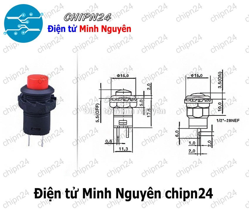 [2 cái] Nút nhấn Tự giữ DS-425 Xanh Lá (Nút nhấn Tự giữ Phi 12 Xanh Lá) - HH001877