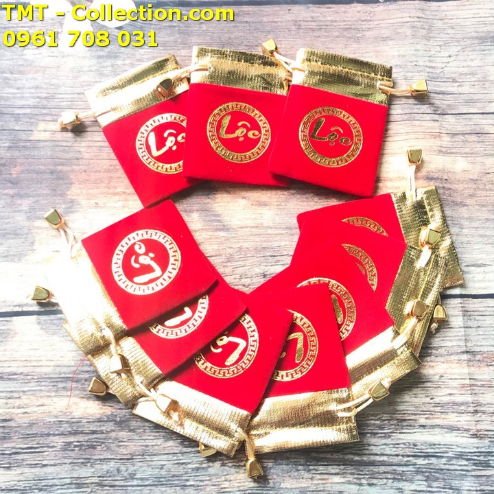 [HCM]Combo 10 Túi gấm nhung chữ Lộc  là vật phẩm luôn rất "hot" hàng mỗi dịp năm mới vì thiết kế dễ thương tiện lợi màu đỏ để cầu may mắn Kích thước 9x7cm (Dài x Rộng) - SP005125