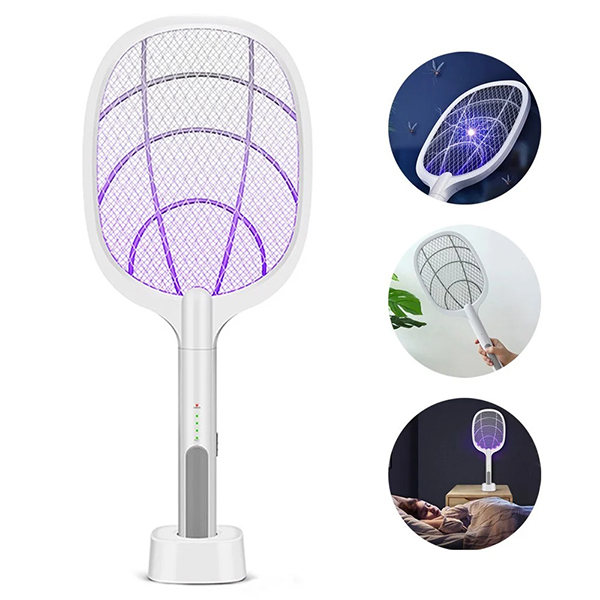Vợt bắt muỗi thông minh có đế sạc chống giật, vợt muỗi gấp gọn 2 in 1 kiêm đèn bắt muỗi tự động ban đêm, vợt điện bắt muỗi sạc tích điện kèm 2 lớp lưới bảo vệ an toàn, vợt bắt muỗi tự động thông minh