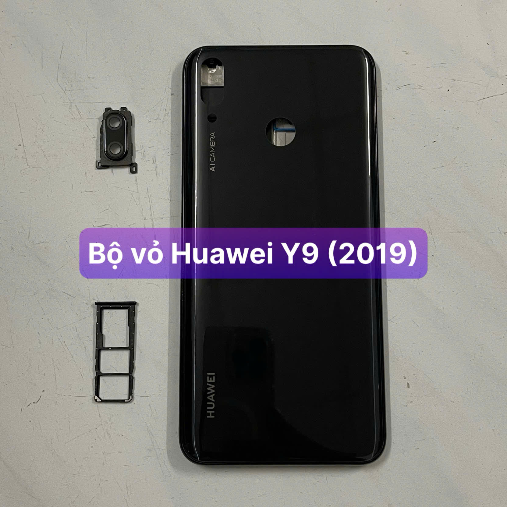 bộ vỏ xương huawei Y9 2019 kèm khay sim,phím,kính camera