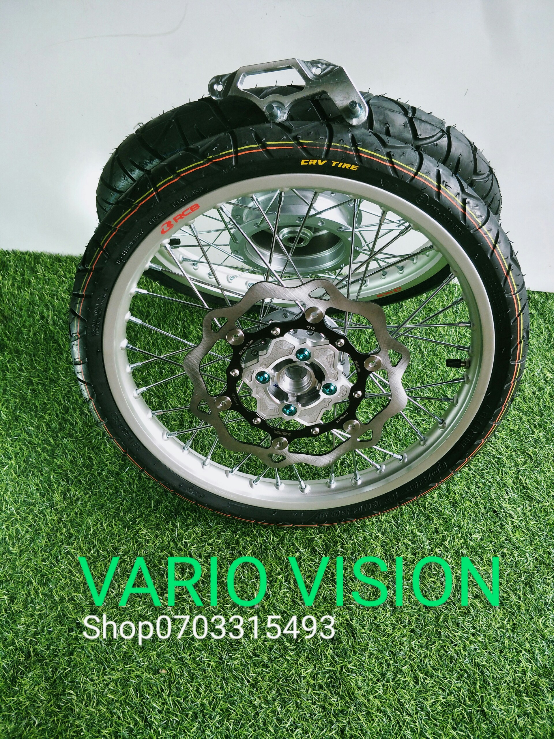 [HCM] CẶP BÁNH CĂM XE GA VISION VARIO AB ... NIỀNG RCB CHÍNH HÃNG FULL VỎ CRV KÈM ĐĨA KTM + PÁT HEO DẦU + 4 ỐC BẮT ĐĨA