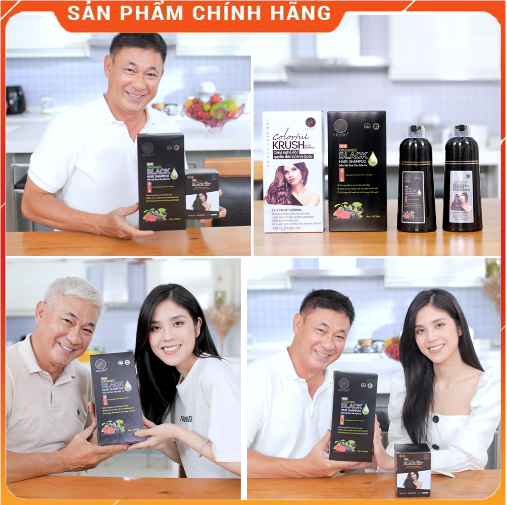 Dầu gội đầu phủ bạc đen tóc Krush Anh Quốc (Tặng lược nhuộm tóc)