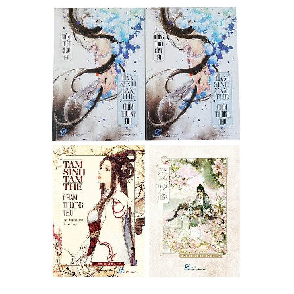 Sách Combo Tam Sinh Tam Thế Chẩm Thượng Thư tập 1+ Tập 2 và Tam sinh tam thế thập lý đào hoa (4 cuốn) + Mhbooks Tặng quạt Nhựa