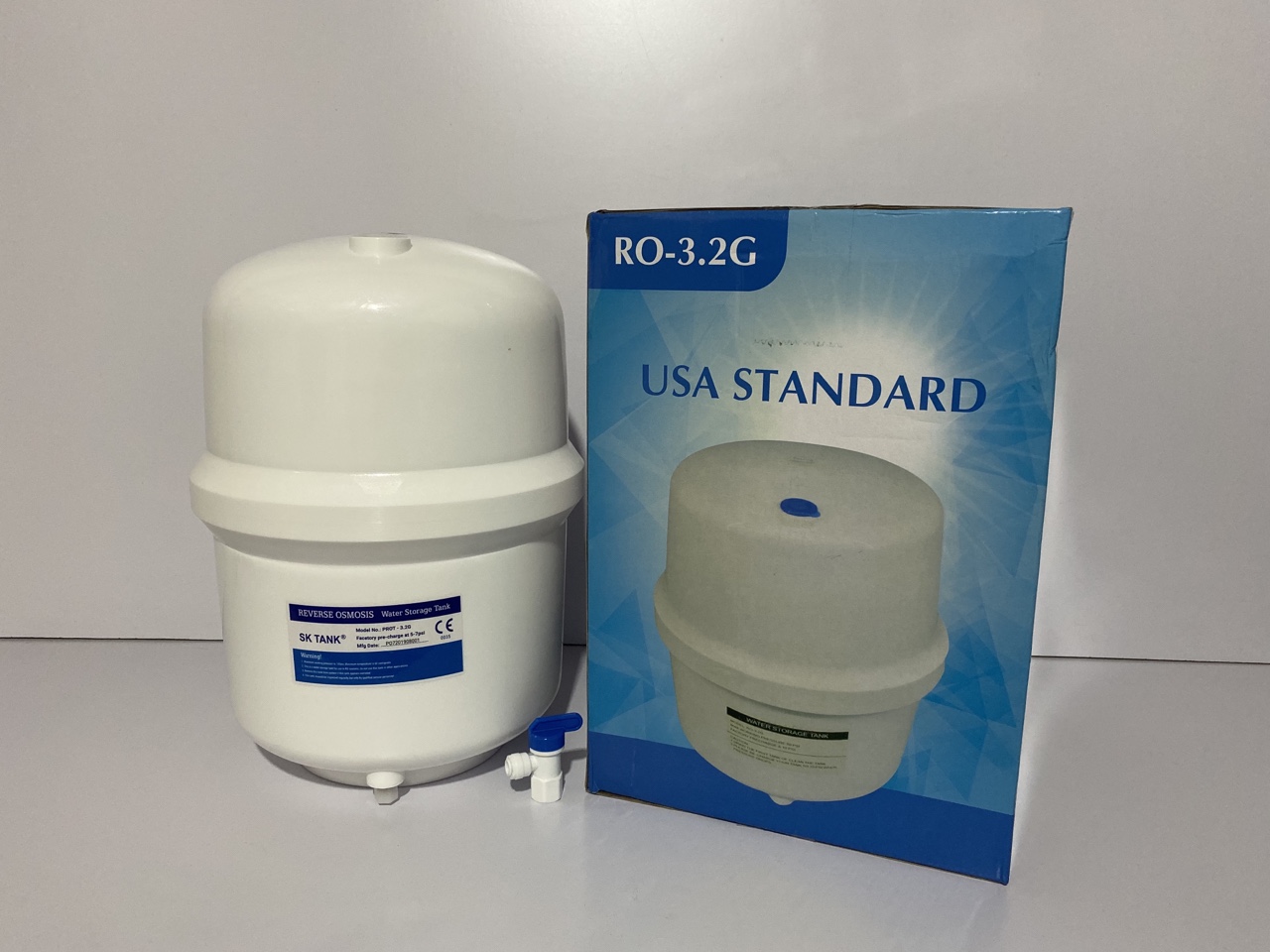 BÌNH ÁP MÁY LỌC NƯỚC 3.2G KÈM VAN (Bình áp nhựa)