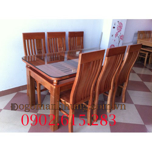 Bộ bàn ghế ăn gỗ sồi 6 ghế bàn 2 tầng - Kích thước : 80 x160., hàng giá xưởng giao lắp đặt tại nhà