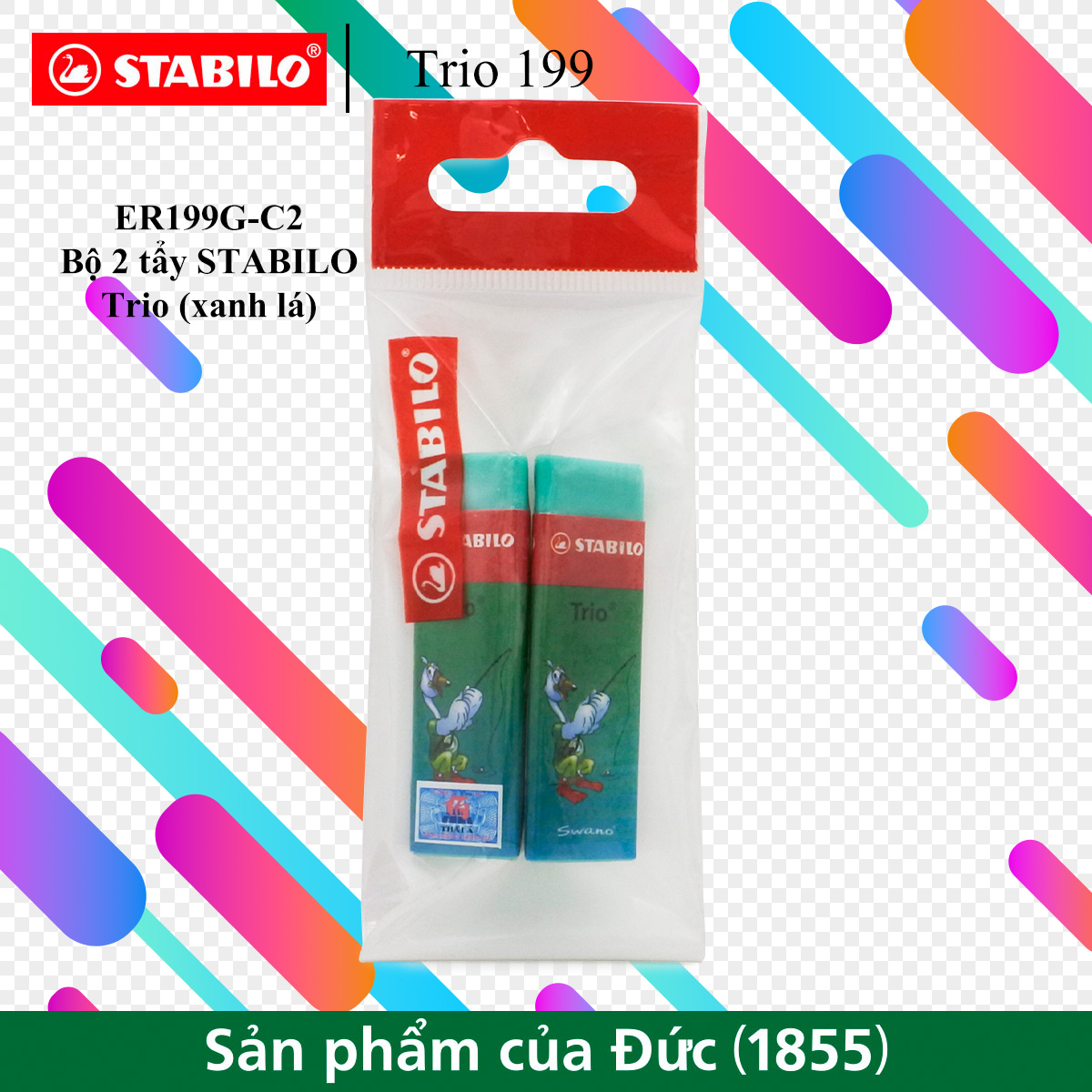 Bộ 2 tẩy STABILO Trio (nhiều màu) ER199-C2