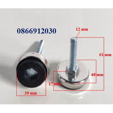 Chân tăng chỉnh chiều cao bọc thép không gỉ M12 x 60 mm