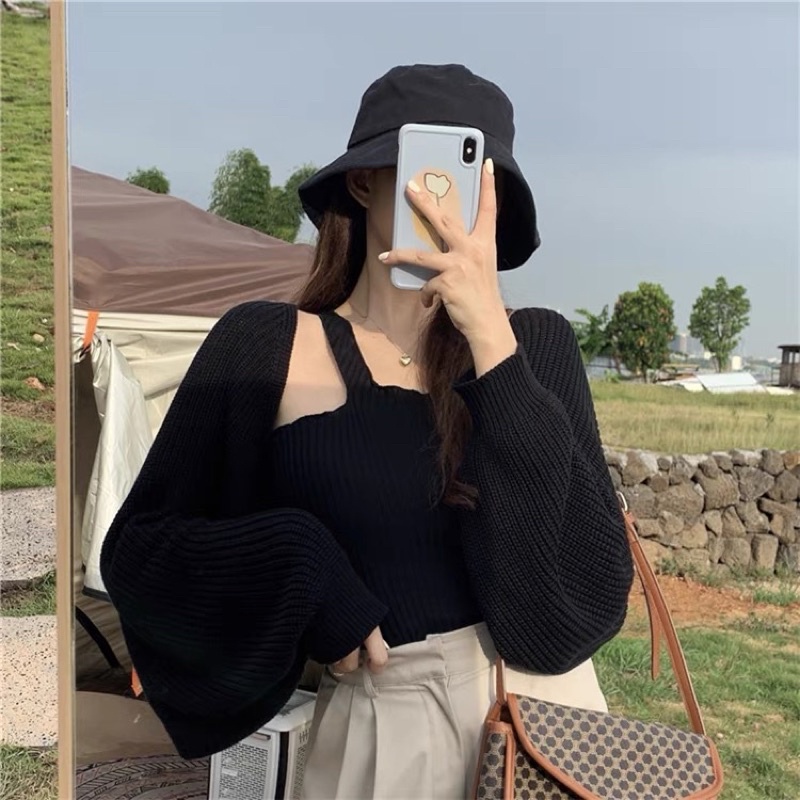 Áo khoác len cadigan nữ mỏng,kiểu blackpink tay cánh dơi