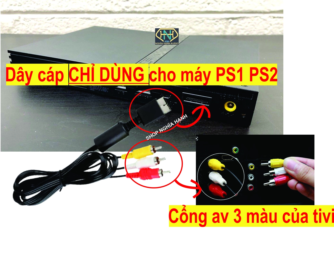 Dây AV cho máy PS1 PS2 (Cáp AV cho máy PS1 PS2)