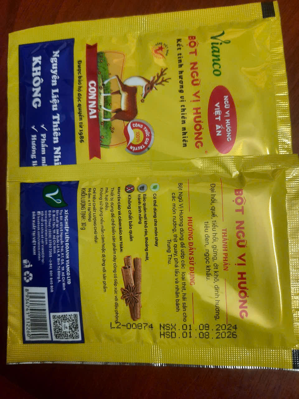 Ngũ Vị Hương (10g) hiệu con Nai ướp gia vi,trộn nhân bánh Trung Thu thập cẩm
