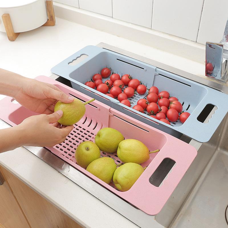 COMBO 2 Rổ rửa rau củ gác bồn rữa chén gấp gọn đa năng cho gia đình