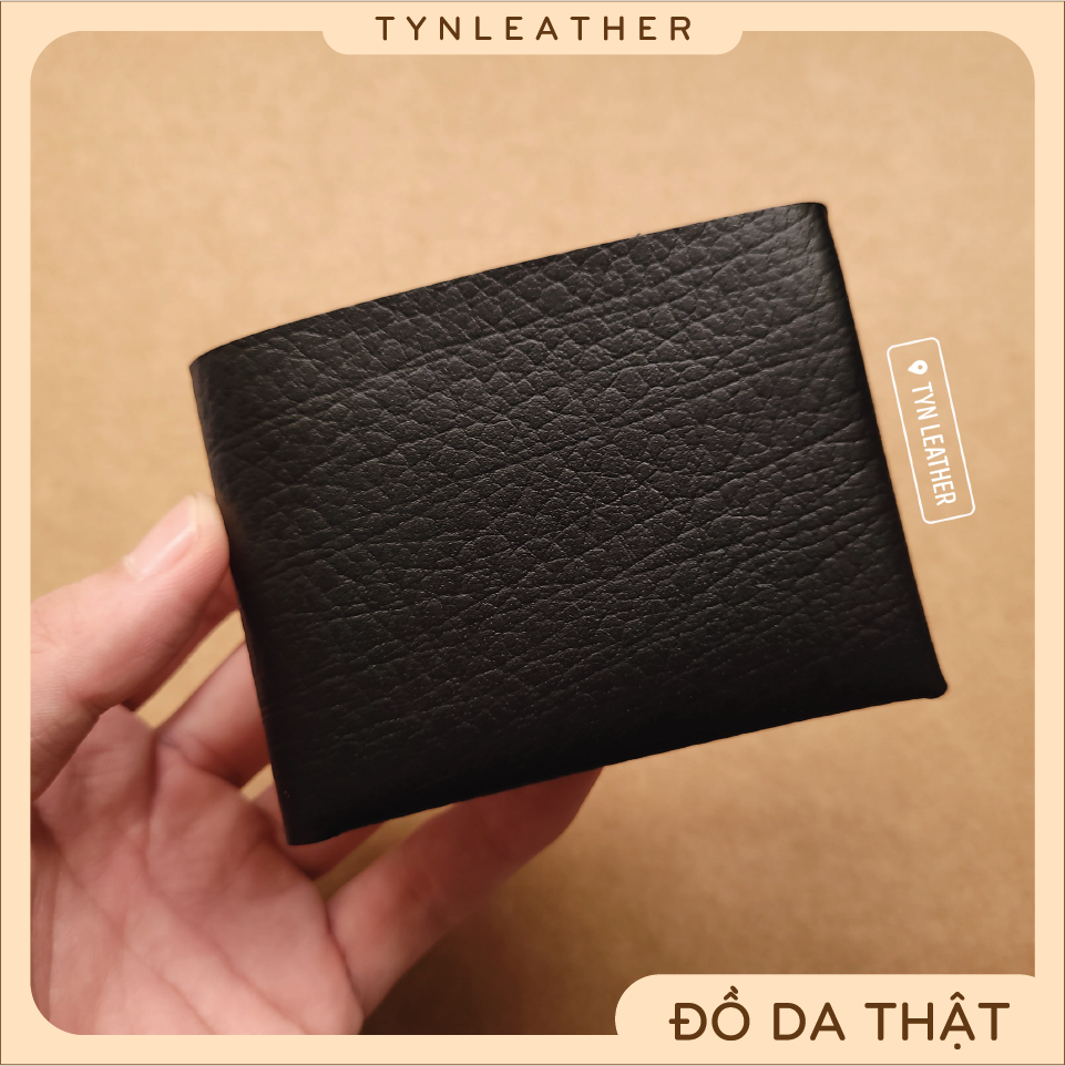 Ví Ngang Mini Da Bò Thật Thật, Ví Da Handmade, Đặt Biệt Không May