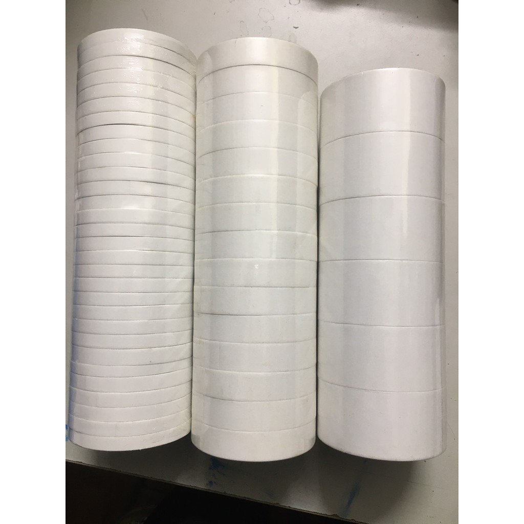 01 lốc băng dính 2 mặt loại 1cm (30 cuộn) - 2cm (15 cuộn) -5cm (6 cuộn)