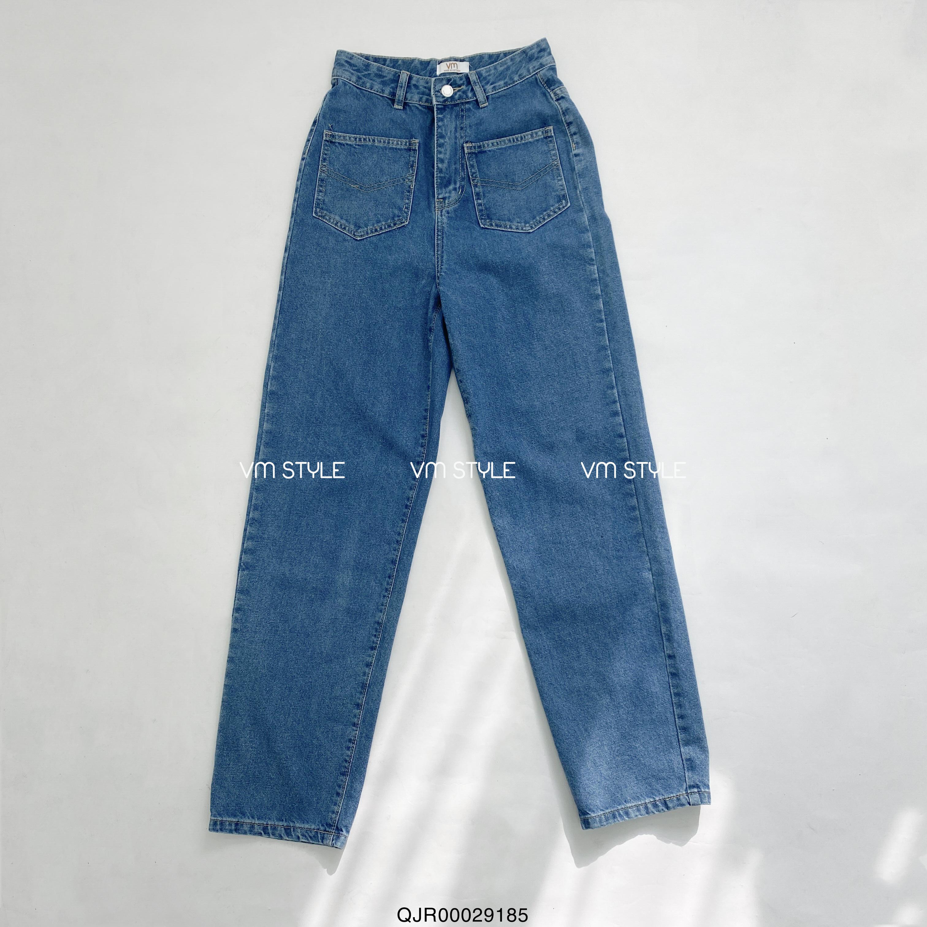 Quần jean ống rộng nữ VMSTYLE QJR00029 trơn lưng cao 2 túi hộp trước 265