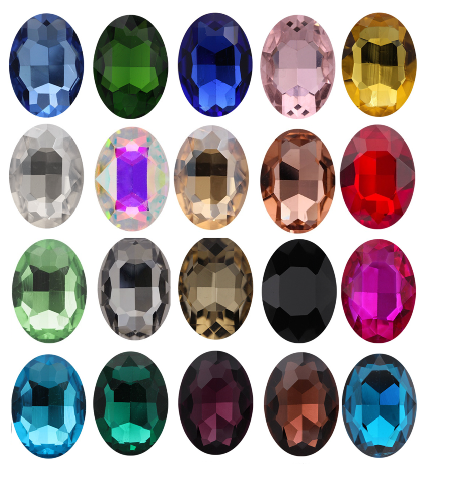 Set 10 Viên Đá Khối Hình Oval Chân Bạc Đính Móng