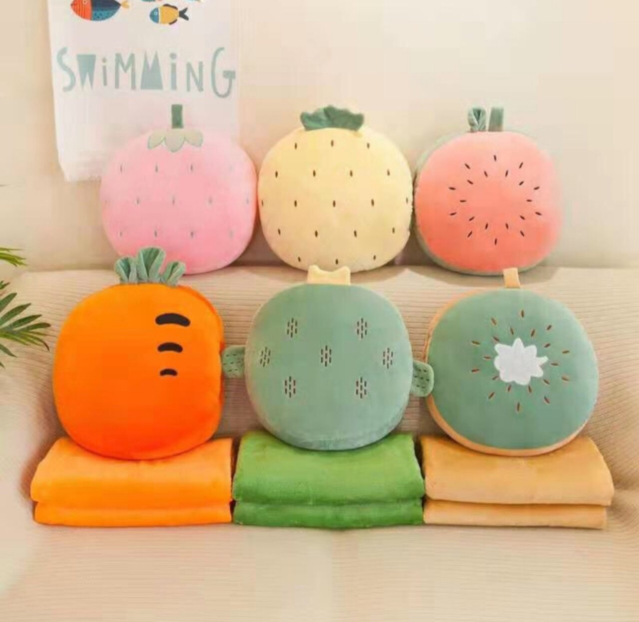 Bộ chăn gối văn phòng hình quả tròn