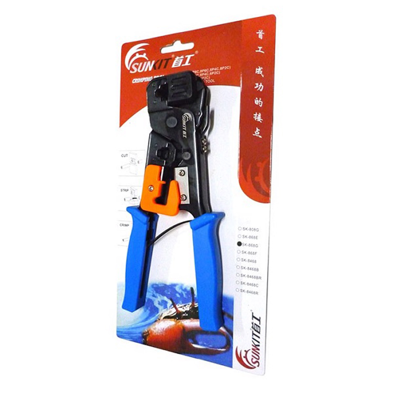 [HCM]Kìm bấm hạt đầu cáp dây mạng Sunkit 868G đa năng