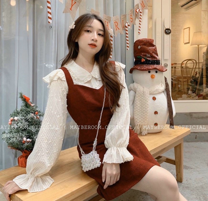 SET YẾM ĐỎ NHUNG KÈM SOMI CỔ SEN