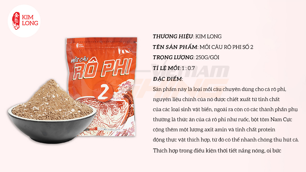 [Ảnh thật] [Chính hãng] Mồi câu Rô Phi Kim Long số 2