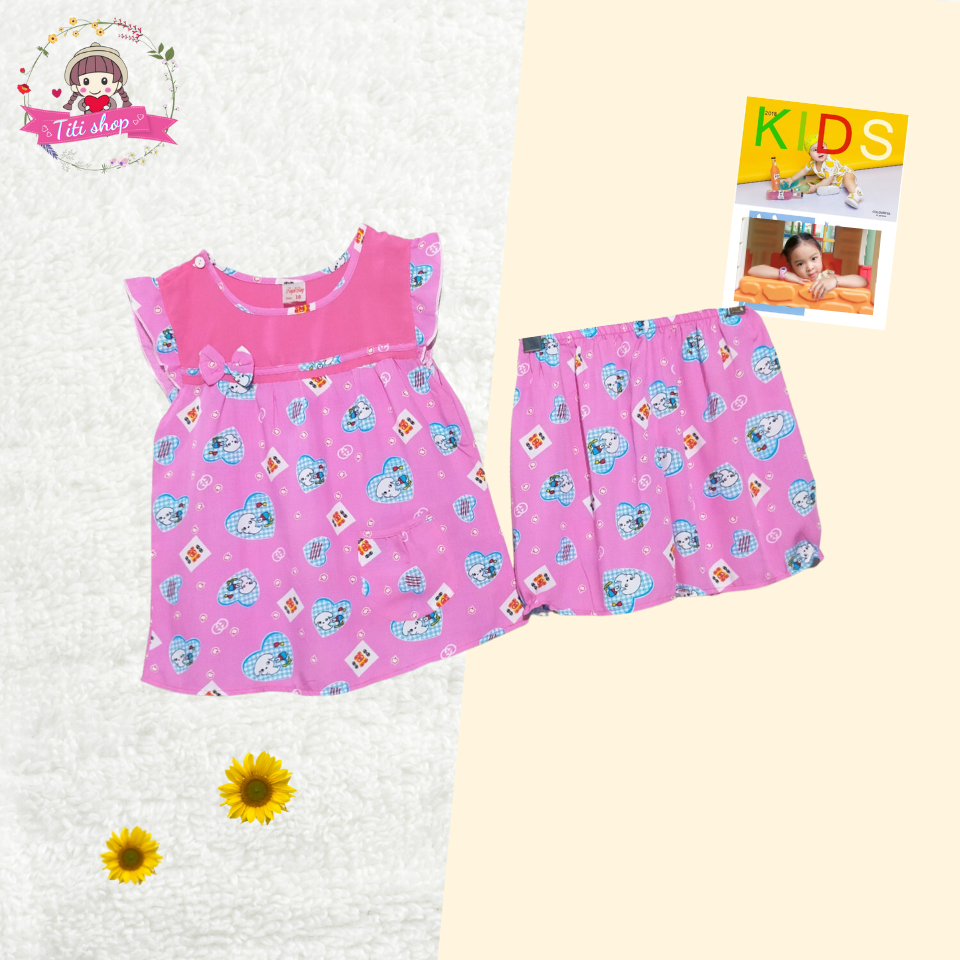 SALE SỐC [HCM] Size 10 (18kg-20kg) Bộ đồ tole đùi cánh tiên bé gái TITI SHOP l  l Cổ phối màu đính nơ (Ảnh thật)
