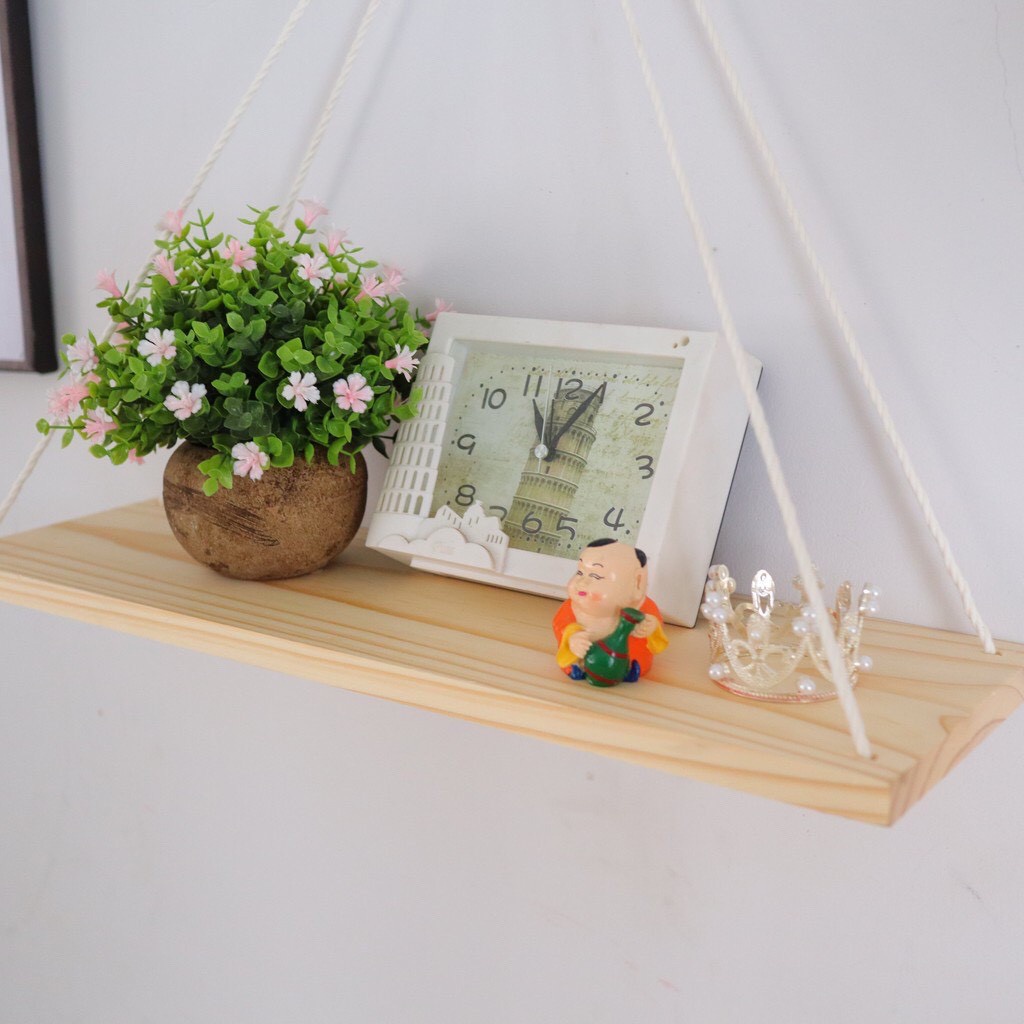 Kệ gỗ 1 tầng treo dây trang trí Decor (45x15)