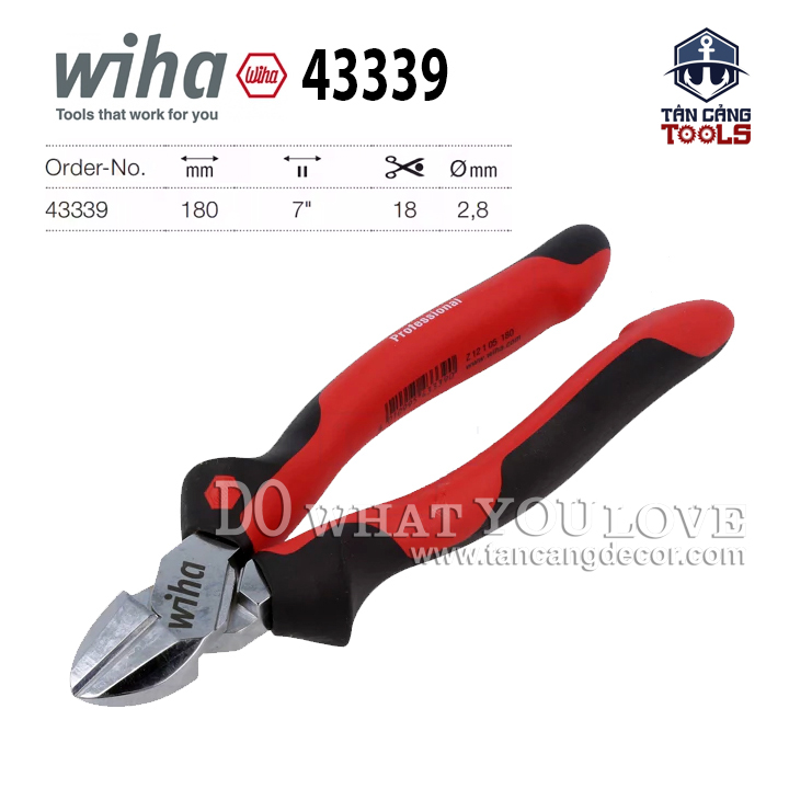 Kìm cắt 180 mm wiha 43339