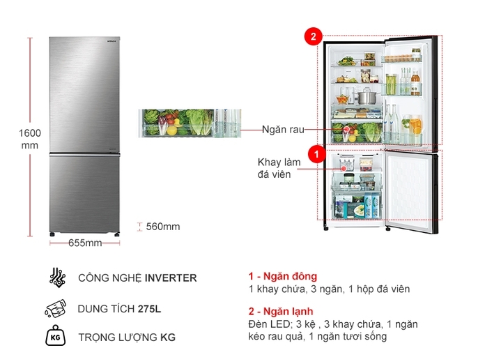 [Trả góp 0%]Tủ lạnh Hitachi Inverter 275 lít R-B330PGV8 (BSL/BBK) (Giá áp dụng giao tại HN, HCM& các tỉnh liên hệ shop)