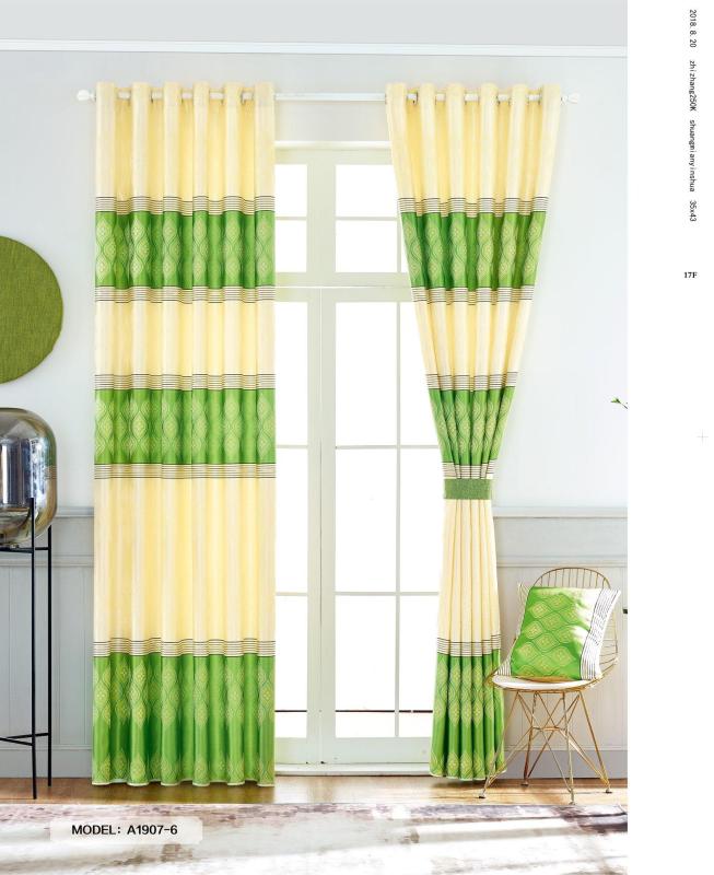 Màn Rèm Cửa Chính - Rèm Cửa Sổ - Vải Gấm HQ - Vải dày rủ đẹp - Kiểu Khoen Ore - Mẫu 1907-6 - Tuỳ chọn kích thước từ 150cm đến 500cm (Xanh Lá)
