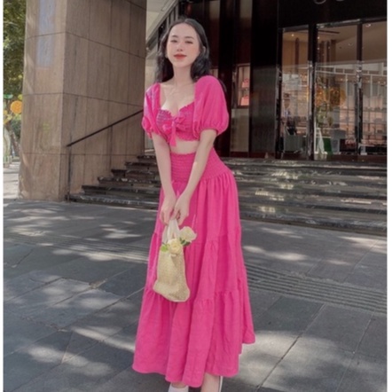Sét maxi đi biển nhún xoè