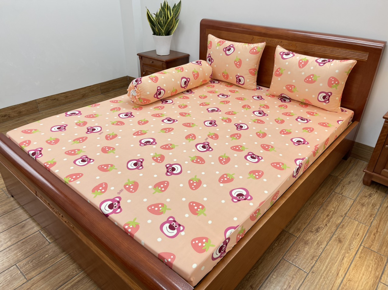 Bộ ga giường, Ga nệm Thun Lạnh Hàn Quốc 4 món (1 ga bọc + 2 vỏ gối nằm + 1 vỏ gối ôm)