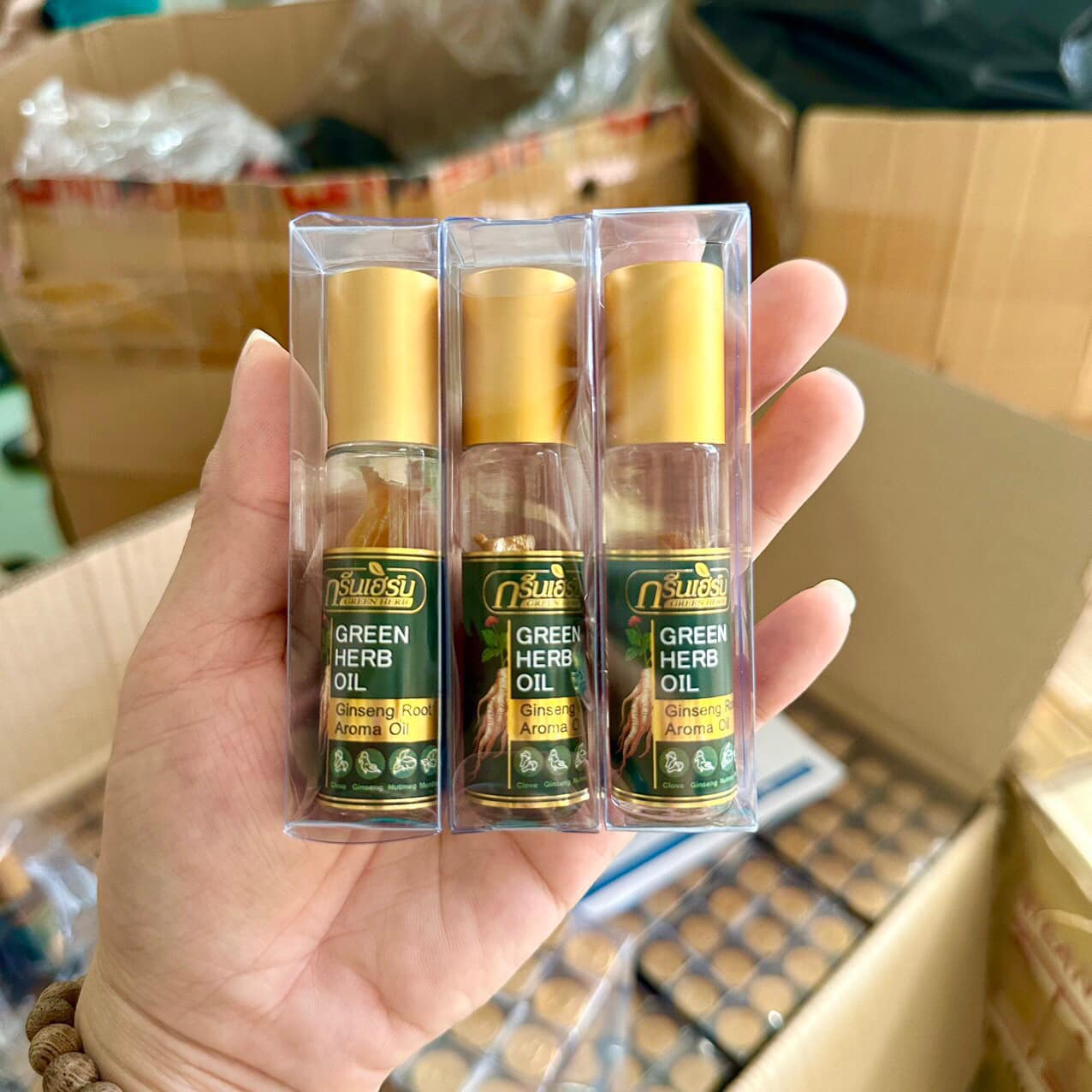 01 Dầu Nhân Sâm Ginseng Green Herb Oil Thái Lan (8ml/chai)