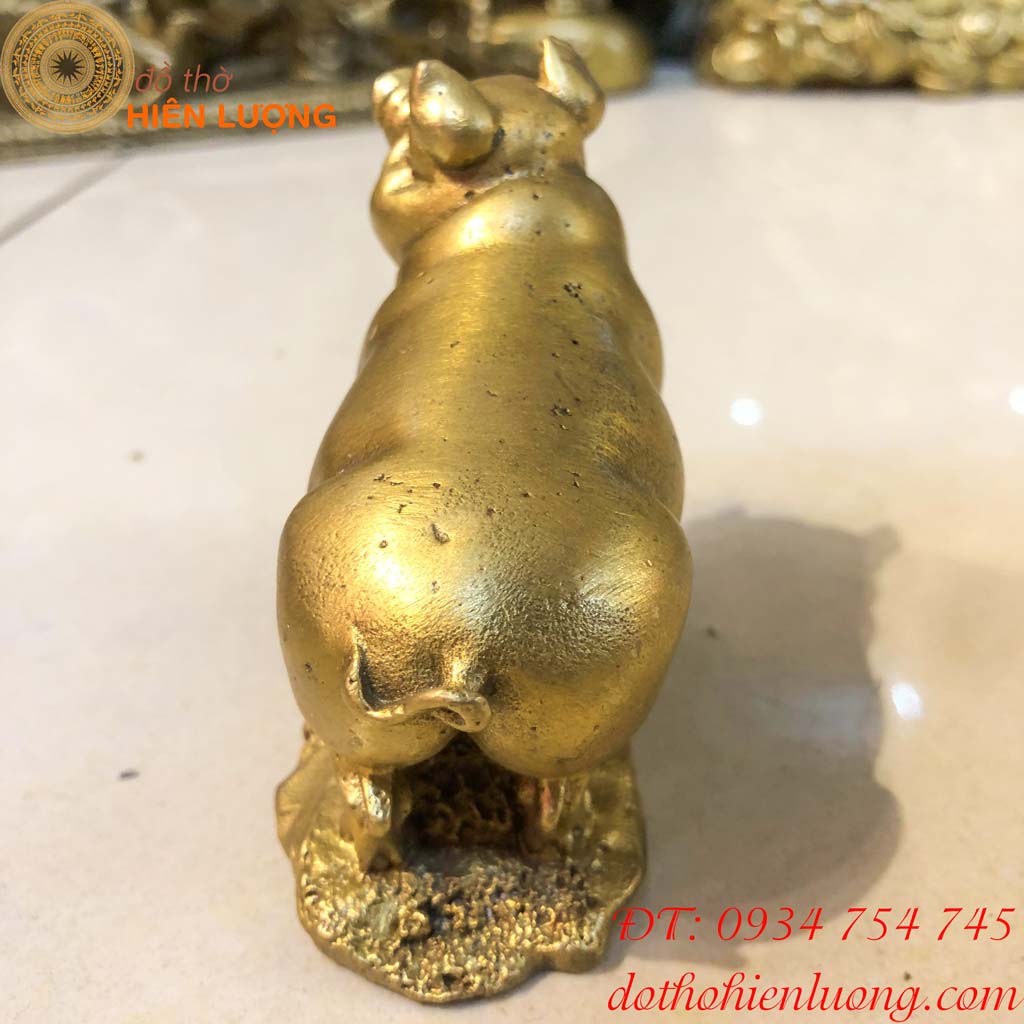 Tượng Heo Bằng Đồng Phong Thủy Mẫu Trơn Cao 7cm