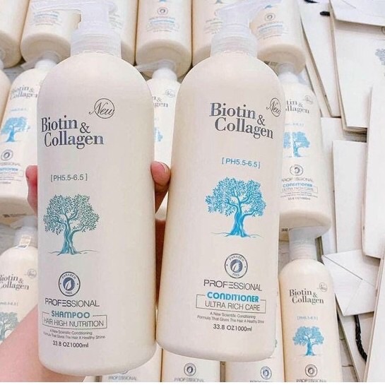 Cặp dầu gội xả Biotin collagen trắng (Dung tích mỗi chai 1000 ml)