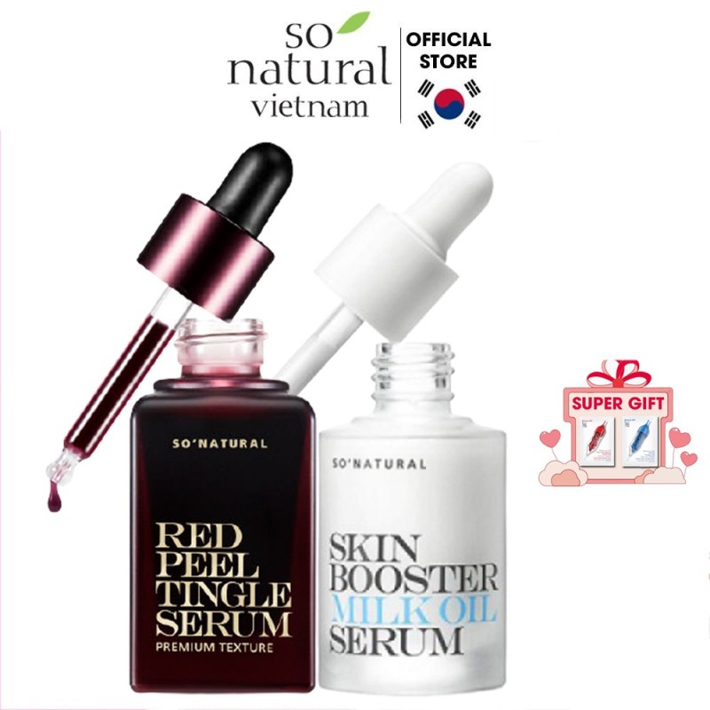Bộ serum ngăn ngừa mụn dưỡng da Red Peel Tingle Premium 20ml Skin Booster Milk Oil Serum 30ml So Natural giá rẻ
