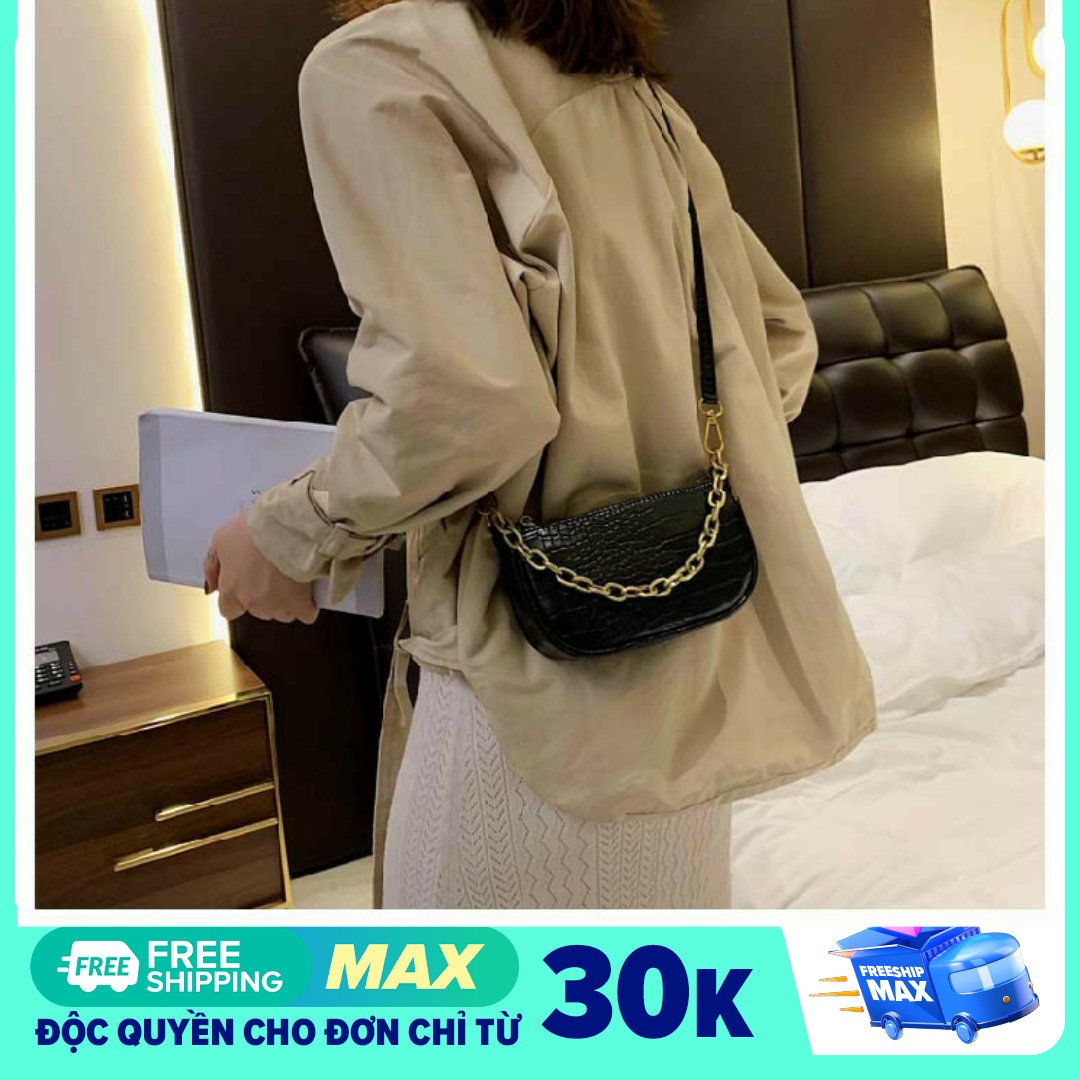 (HOT) Túi kẹp nách phối dây xích cá tính - Túi Đeo Vai Ngọc Trinh Vân Cá Sấu Hottrend 2024 Giá Cực Rẻ M66