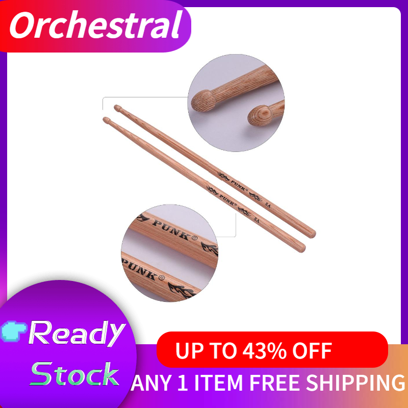 【Hot Sale&Local delivery】One Pair of 5A Wooden Drumsticks Drum Sticks Hickory Wood Drum Set Accessories Orchestral Orchestral