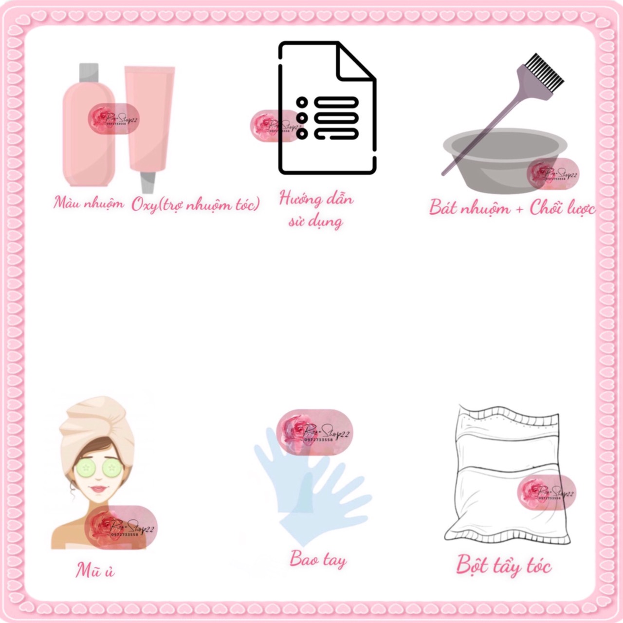 COMBO Hair Dye Brown + Oxygen + Bleach Powder