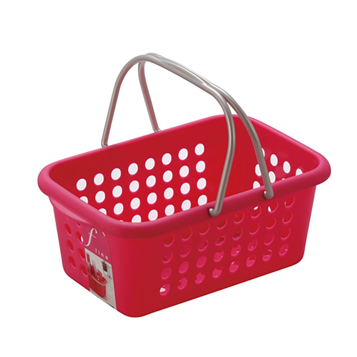 Giỏ nhựa đựng đồ có quay xách INOMATA cỡ trung (màu hồng) - Nội địa Nhật Bản