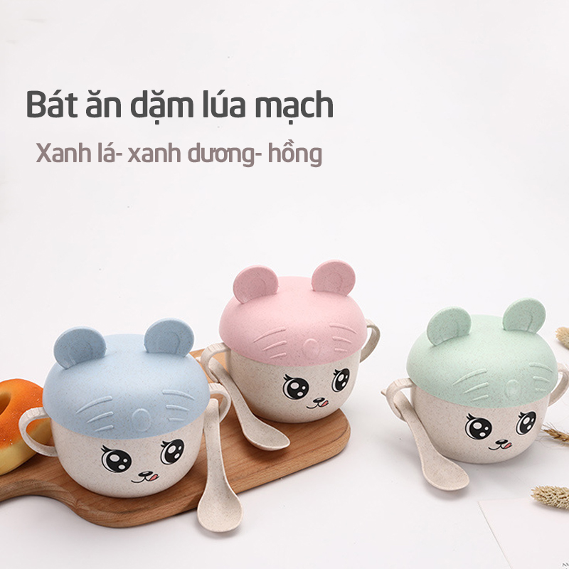 Bát lúa mạch ăn dặm cho bé Mickey kèm thìa