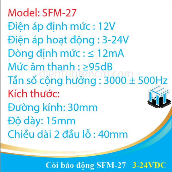 Còi báo động SFM-27 3-24VDC( còi kêu liên tục)