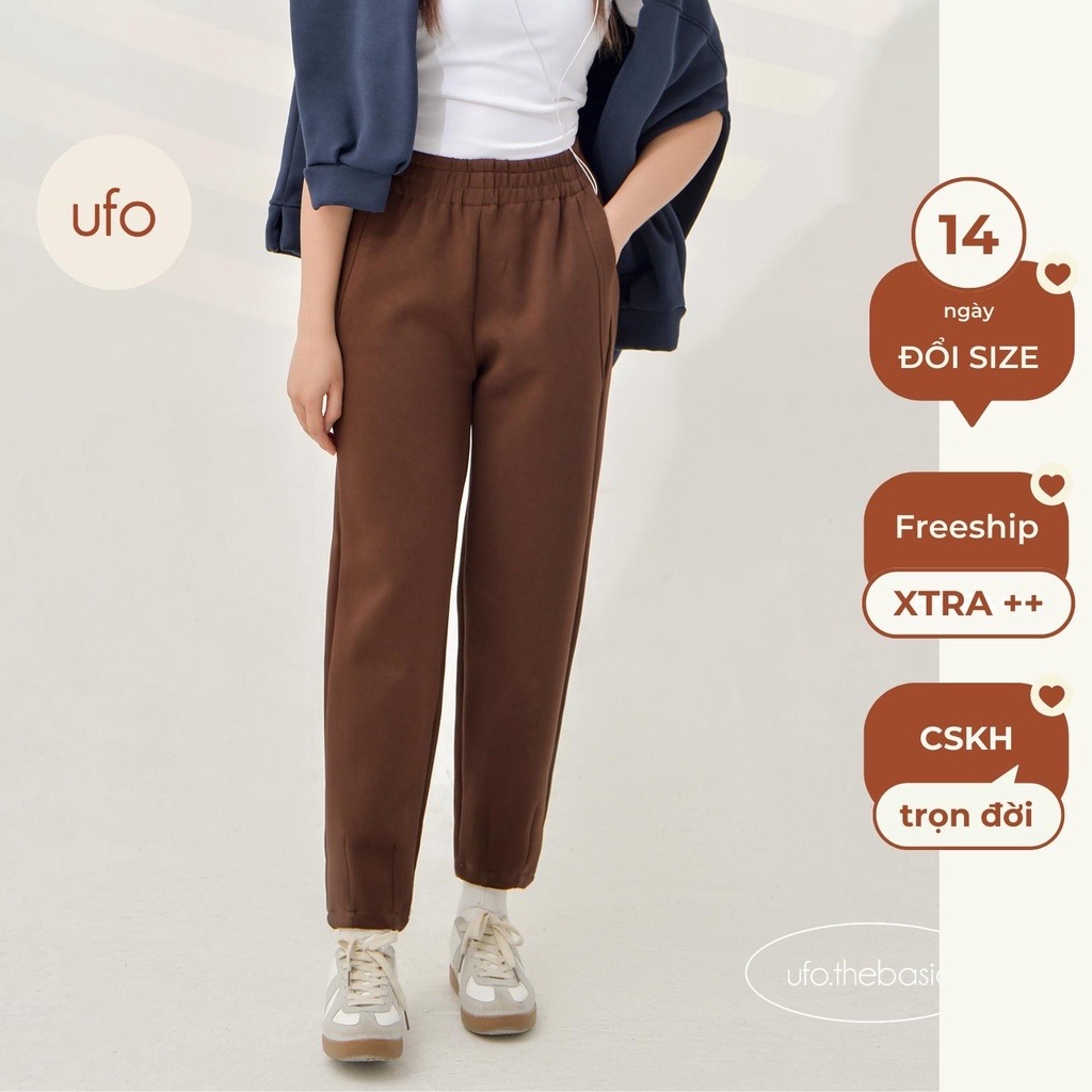 [Nhập LAZLOOK99 GIẢM 100K/500K] Quần nỉ ống baggy trơn lưng chun - by ufo.thebasic